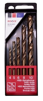 Strong hss-co 1000 n/mm2 fémdrill drillk, 5 gombos set 4/5/6/8/10 mm